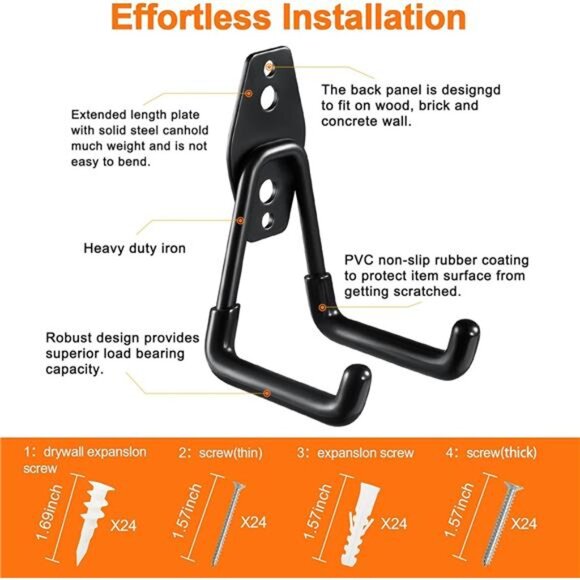 12 Pack Garage Hooks Heavy Duty,Utility Steel Garage Storage Hooks,Wall Mount - Picture 3 of 7